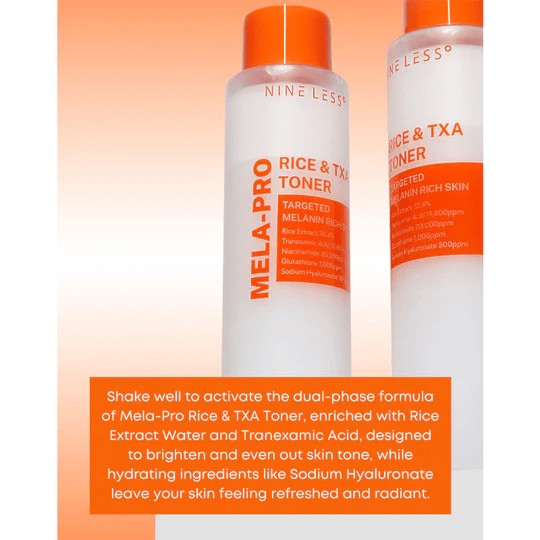 nineless mela-pro Rice & txa toner ناين ليس تونر بالرز والترنكزامك أسد للتفتيح
