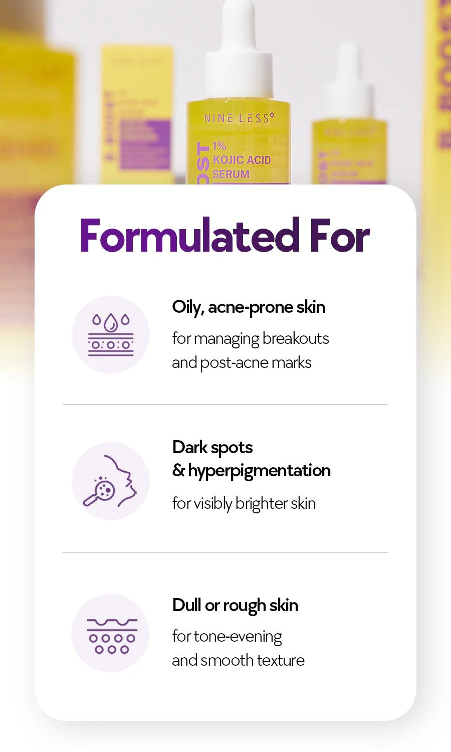 سيروم كوجيك أسيد 1٪ لتفتيح التصبغات وتوحيد البشرة – 30 مل NINE LESS B-Boost 1% Kojic Acid Serum 30ml
