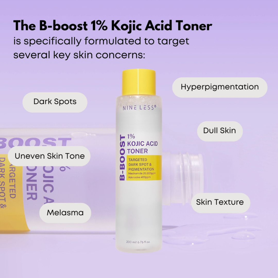 ناين ليس تونر حمض كوجيك 1%  nineless  B-Boost 1% Kojic Acid Toner