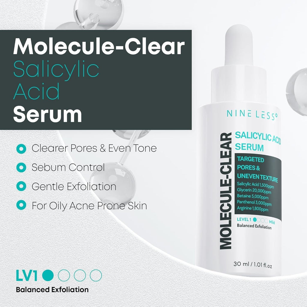 nineless salicylic acid serum molecule-clear 30ml |ناين ليس سالساليك أسد سيروم ٣٠ مل