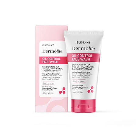 Elegant/ Dermolite Oil Control Face Acne Wash for Oily Skin : ايليكانت غسول ديرمولايت للحبوب للبشرة الدهنية