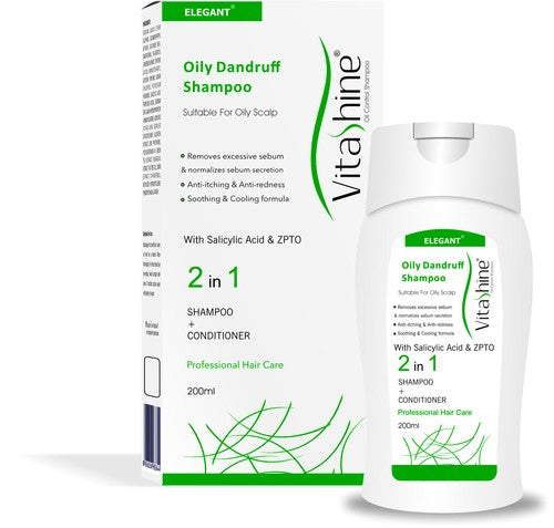 Elegant/ Vitashine 2 in 1 Oily dandruff shampoo and Conditioner - 200ml : ايليكانت فيتاشاين شامبو مع بلسم مضاد للقشرة الدهنية