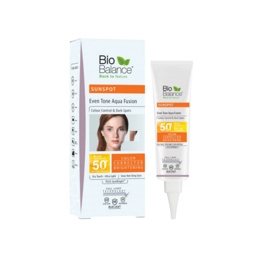 Bio Balance Sunspot Even Tone Aqua Fusion SPF 50 Dry Touch - 40 ml | بايو بالانس واقي شمسي للبشرة الدهنية المعرضة للتصبغات شفاف - 40 مل