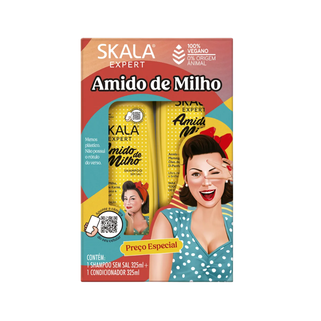 SKALA Amido De Milho Shampoo And Contioner Kit 325 ml - 325ml | سكالا مجموعة العناية بالشعر شامبو وبلسم - 325 مل