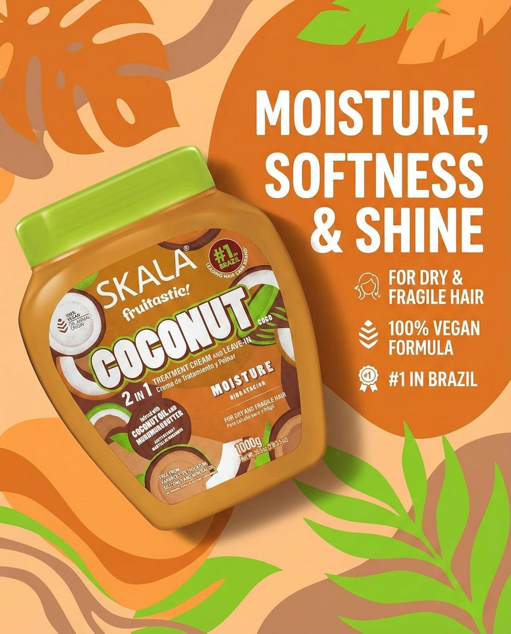 SKALA Fruitastic Coconut 2 in 1 Treatment Cream and Leave-in 1000g سكالا ليف ان معالج للشعر برائحة جوز الهند