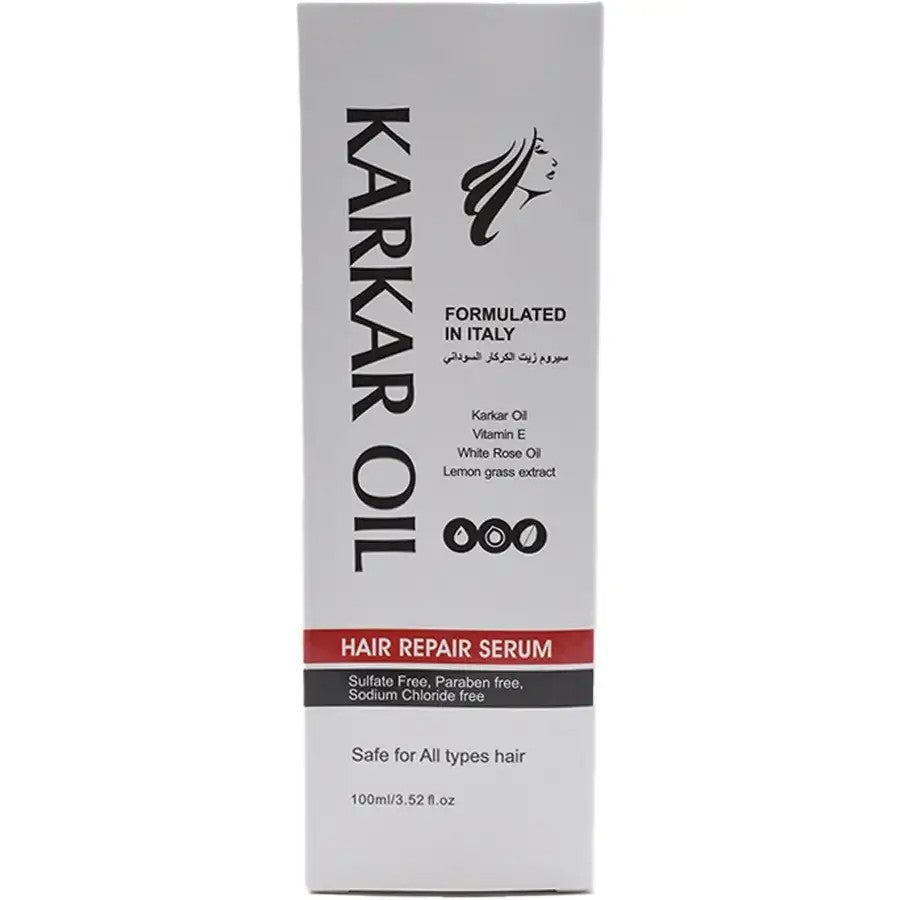 سيروم الكركار لإصلاح الشعر (Karkar Oil Hair Repair Serum) من ماركة KARKAR OIL، وهو مصمم لترطيب وتغذية الشعر وإعادة حيويته.