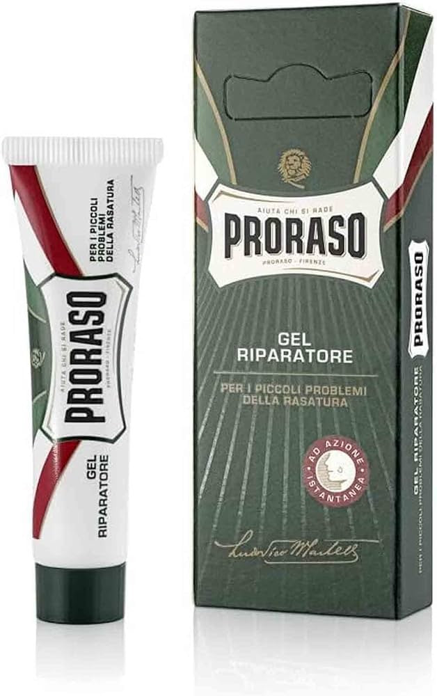Proraso Gel Riparatore (أو جل بروراسو المرمم)، وهو جل قابض للأوعية الدموية مصمم خصيصاً لعلاج الجروح الصغيرة والخدوش الناتجة عن الحلاقة