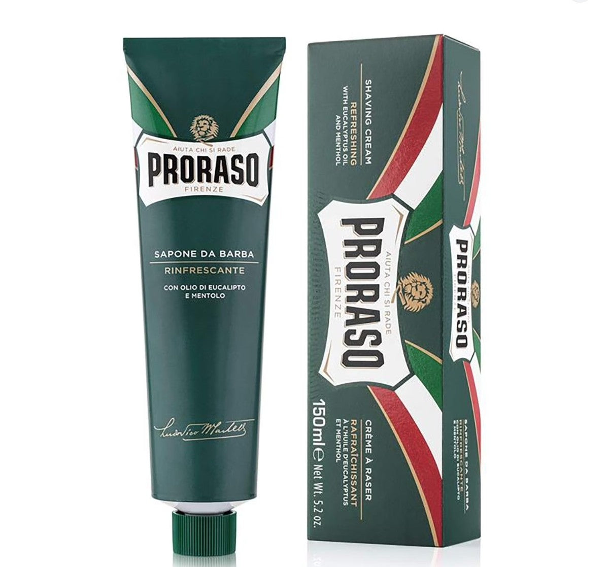 كريم حلاقة بروراسو (Proraso Shaving Cream) من الخط الأخضر الكلاسيكي، وهو جزء من علامة تجارية إيطالية عريقة متخصصة في منتجات الحلاقة