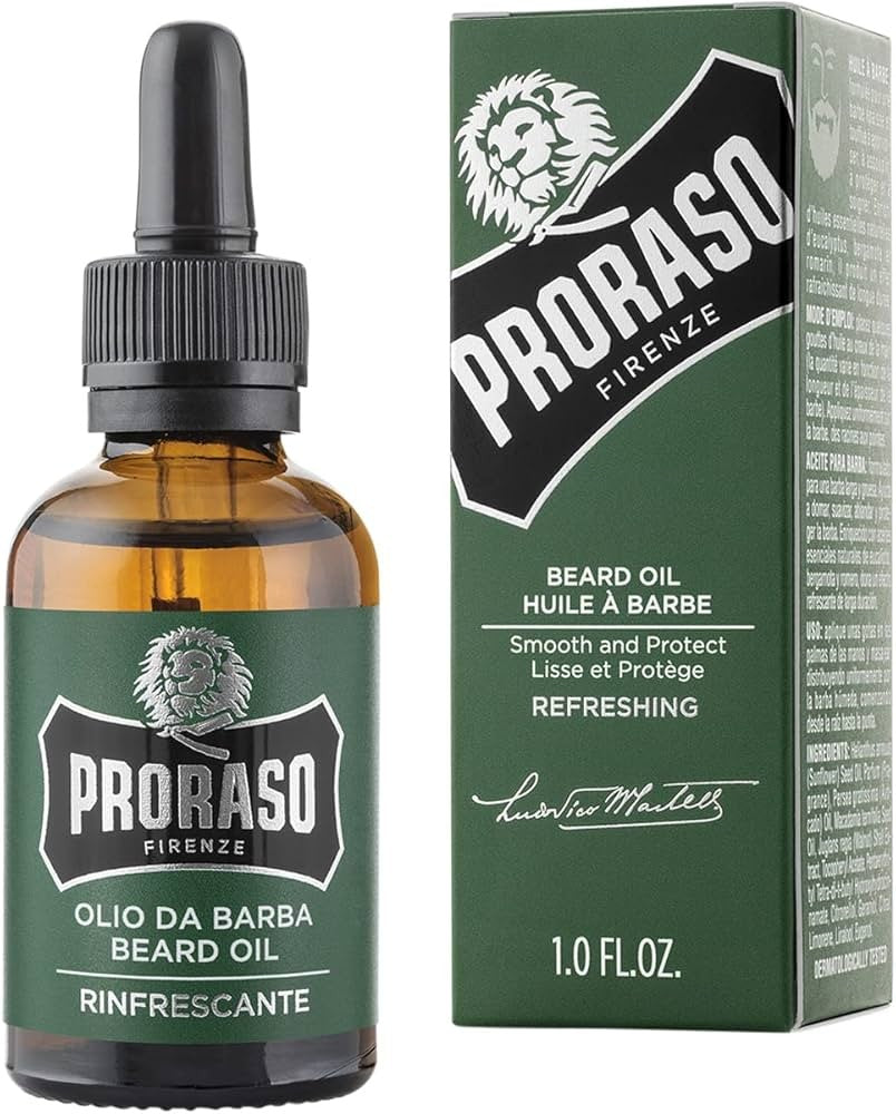 هو زيت اللحية المنعش (Refreshing Beard Oil) من العلامة التجارية الإيطالية Proraso