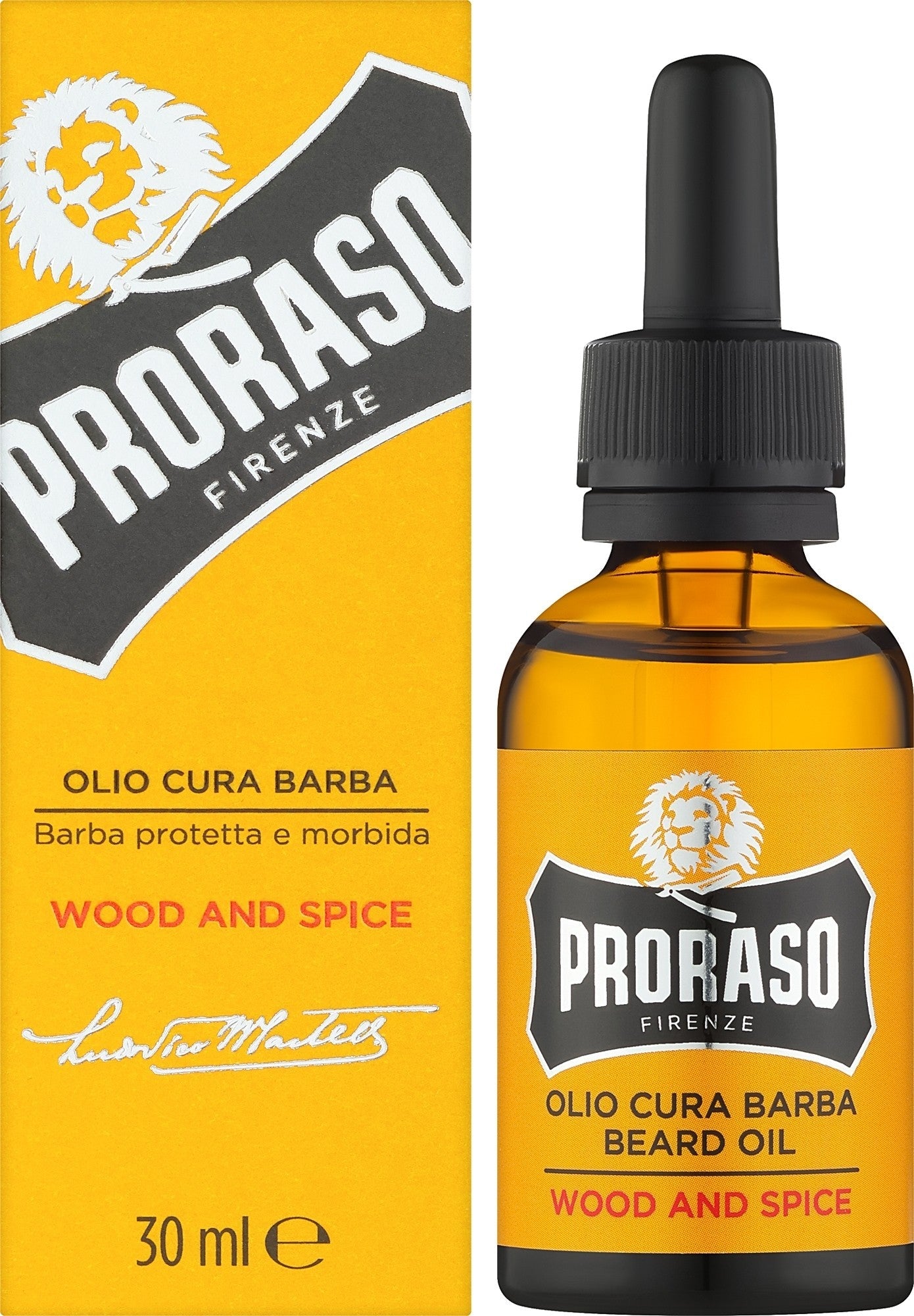 هو زيت للعناية باللحية من العلامة التجارية الإيطالية بروراسو (Proraso)، وتحديداً برائحة الأخشاب والتوابل