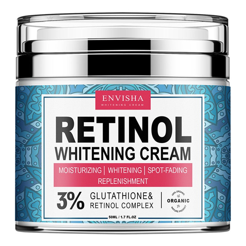 كريم الريتينول للتبييض (Retinol Whitening Cream) من ماركة Envisha. وهو كريم للعناية بالبشرة مصمم بتركيبة متعددة الفعالية تهدف إلى تفتيح لون البشرة،