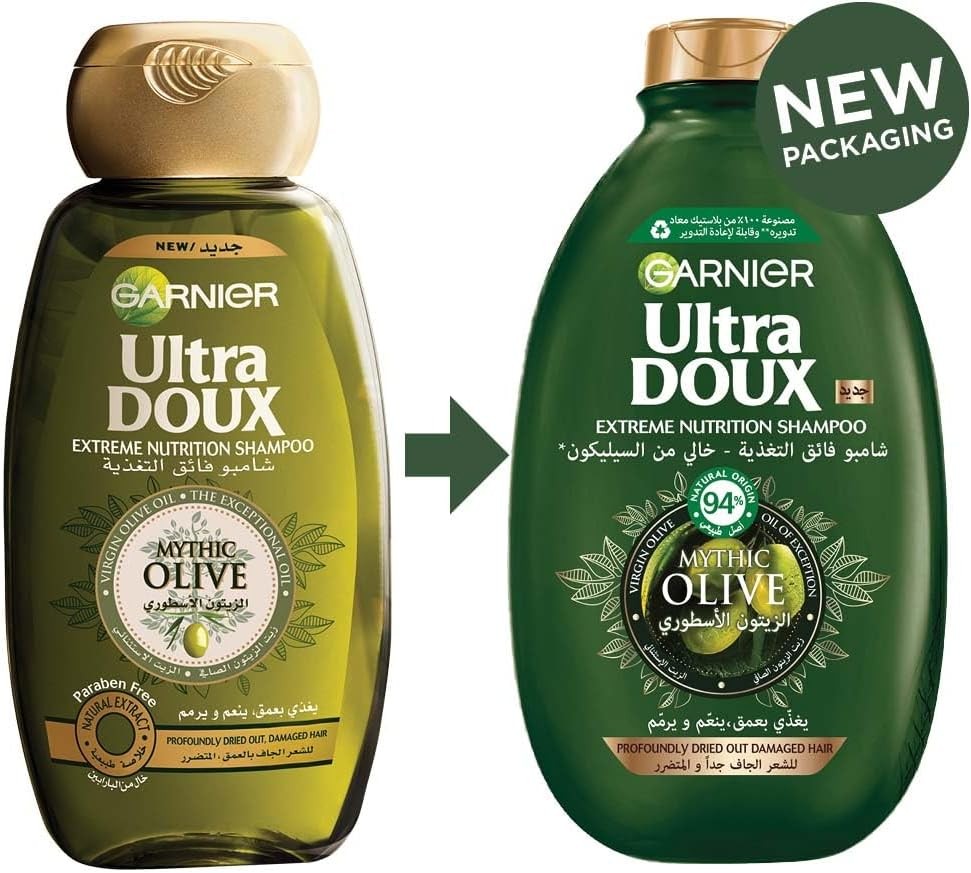 Garnier Ultra Doux Olive Mythic Shampoo - 400 ml | غارنييه الترا دو شامبو بزيت الزيتون للشعر التالف والجاف - 400 مل