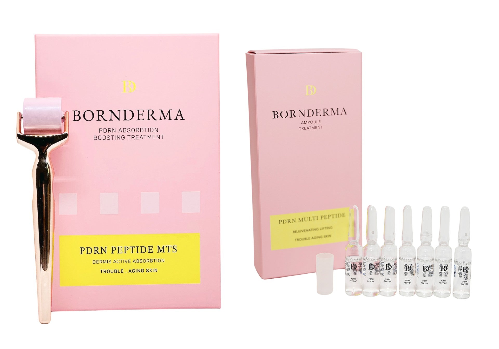Bornderma PDRN Peptide MTS، وهو علاج كوري متطور مصمم لتعزيز تجديد البشرة ومكافحة علامات الشيخوخة باستخدام تقنية الإبر الدقيقة (MTS