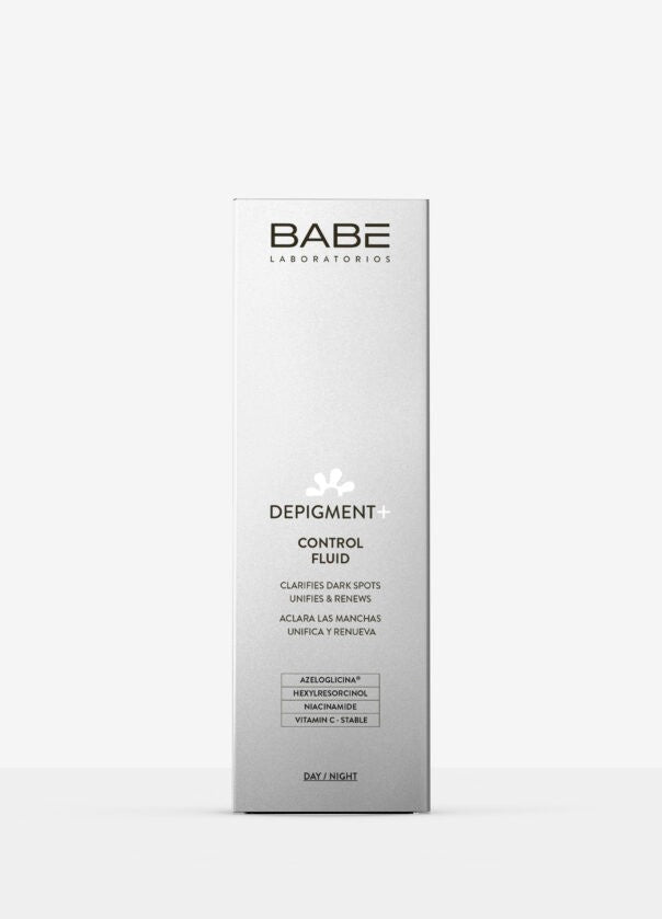 Babé Super Fluid Depigment+ SPF50 من Laboratorios BABÉ، وهو سائل واقي شمسي للوجه مصمم لتفتيح البقع الداكنة وتوحيد لون البشرة.