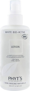 PHYT'S White Bio-Active Lotion، وهو لوشن (تونر) طبيعي وعضوي بنسبة 100% مصمم خصيصاً للبشرة التي تعاني من بقع التصبغ وعدم توحد اللون.