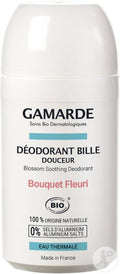 مزيل عرق رول أون من ماركة Gamarde، وتحديداً موديل Deodorant Bille Douceur Bouquet Fleuri الطبيعي والمخصص للبشرة الحساسة.