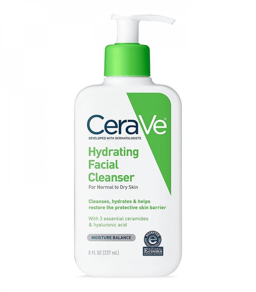 CeraVe Hydrating Facial Cleanser (غسول سيرافي المرطب للوجه)، وهو مخصص بشكل أساسي للبشرة العادية إلى الجافة