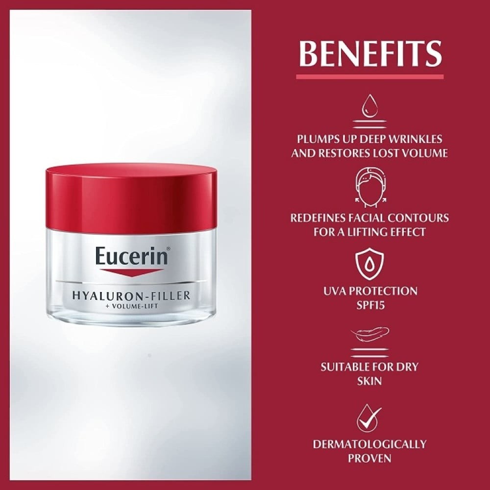 كريم يوسيرين هيالورون-فيلر + فوليوم ليفت النهاري 50 مل/Eucerin Hyaluron-Filler + Volume-Lift Night Cream