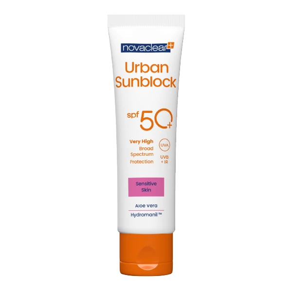Novaclear Urban Sunblock SPF 50+، وهو واقي شمس مصمم خصيصاً للبشرة الحساسة