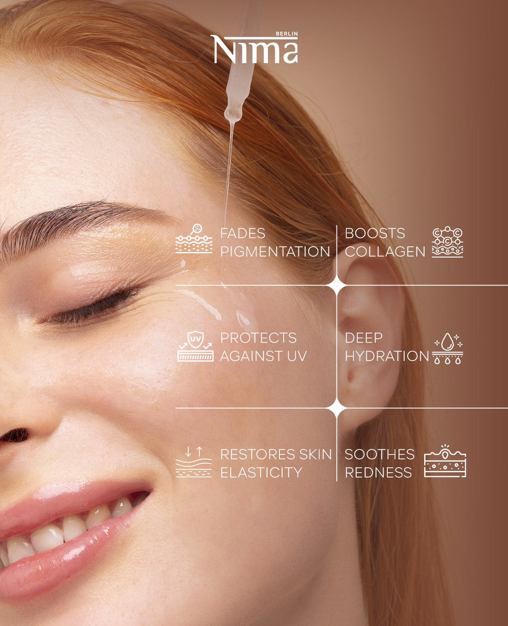 Nima Berlin Natural Cosmatics Glowing Hadrating Anti Wirnkles - 30ml | نيما بيرلين سيروم تجميلي و علاجي مرطب و مضاد للتجاعيد - ٣٠ مل