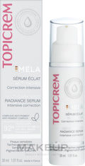سيروم Topicrem MELA Anti-Dark Spot Radiance Serum، وهو سيروم مركز مصمم لتصحيح البقع الداكنة وتوحيد لون البشرة.