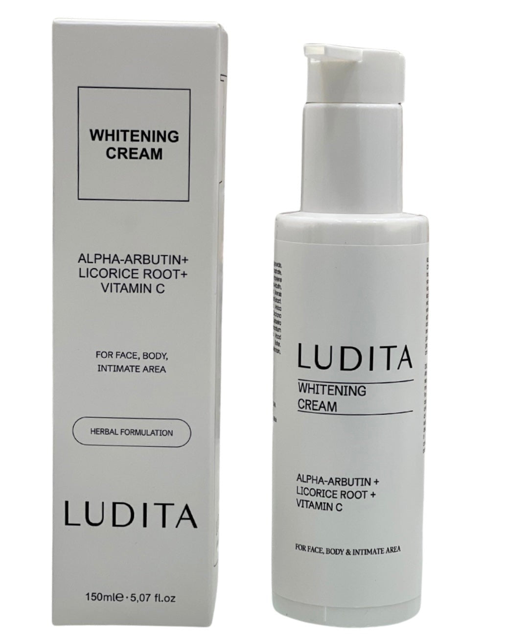 LUDITA Whitening Cream Alpha _Arbutin+ Licorice Root + Vitamin C - 150ml | لوديتا كريم تفتيح – ألفا أربوتين + جذور العرقسوس + فيتامين سي – 150 مل