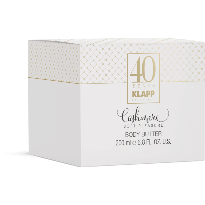 زبدة الجسم كشمير (Cashmere Body Butter) من علامة Klapp Cosmetics. وهي عبارة عن مرطب غني مصمم خصيصاً للعناية بالبشرة شديدة الجفاف
