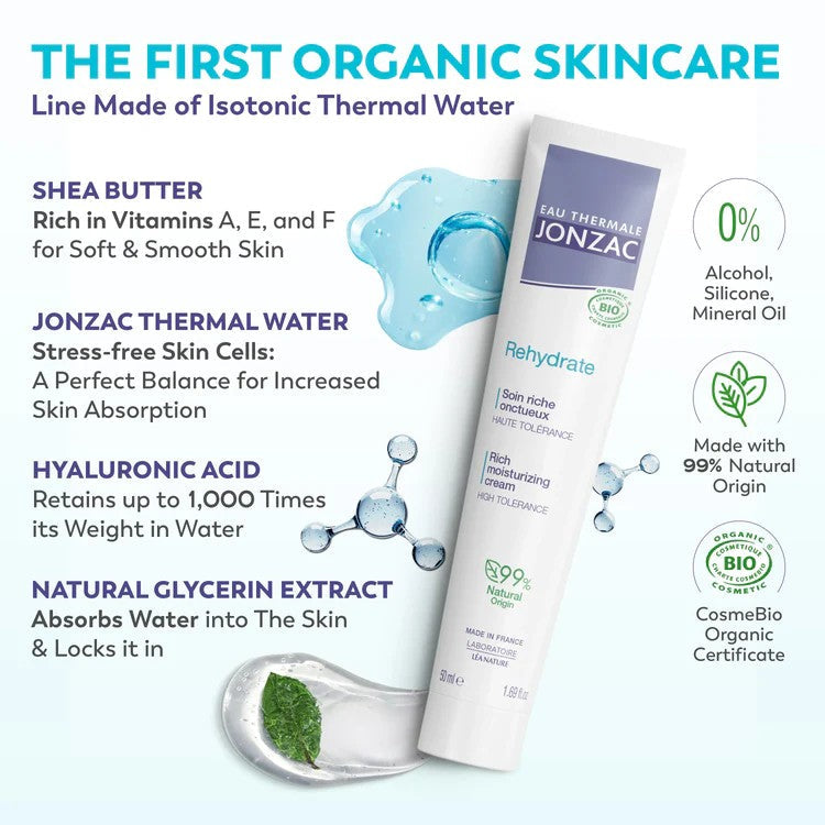 Jonzac Rehydrate Rich Moisturizing Cream – ٥٠ml | جونزاك كريم مرطب غني لإعادة ترطيب البشرة – ٥٠مل
