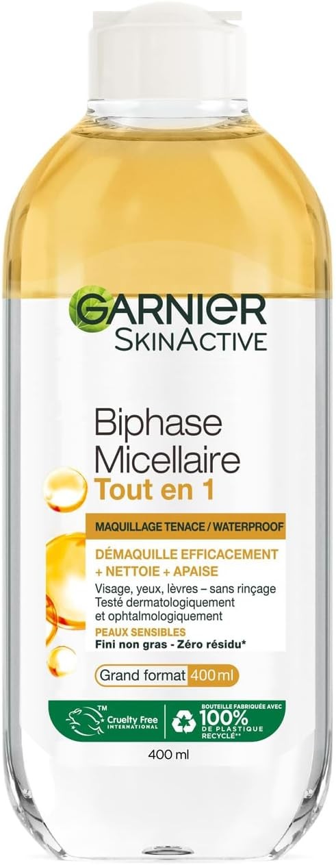 هو ماء ميسيلار غارنييه سكين أكتيف ثنائي الطبقة (Garnier SkinActive Biphase Micellaire Tout en 1) لإزالة المكياج
