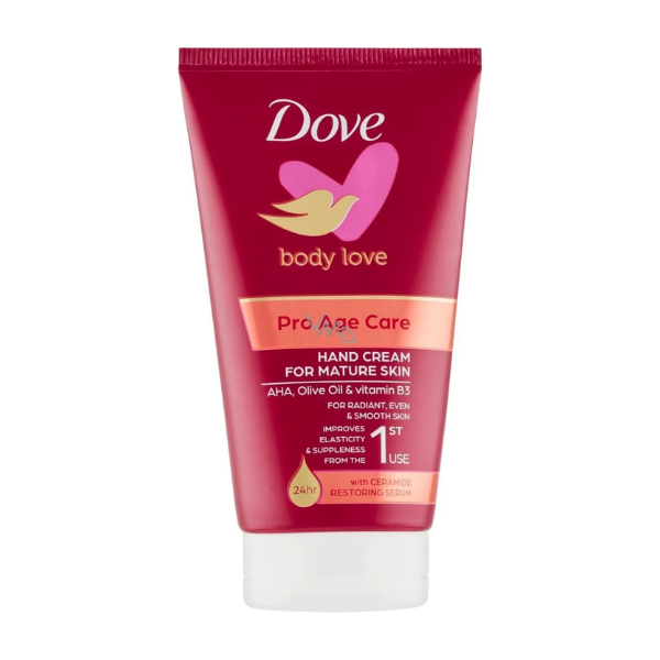 كريم اليدين Dove Body Love Pro Age Care، وهو مرطب يومي غني مصمم خصيصاً للعناية الفائقة بـ البشرة الناضجة