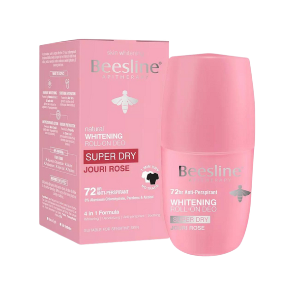 Beesline Whitening Roll On Super Dry Jouri Rose - 50ml | بيزلين رول اون تفتيح فائق برائحة الورد الجوري - 50 مل
