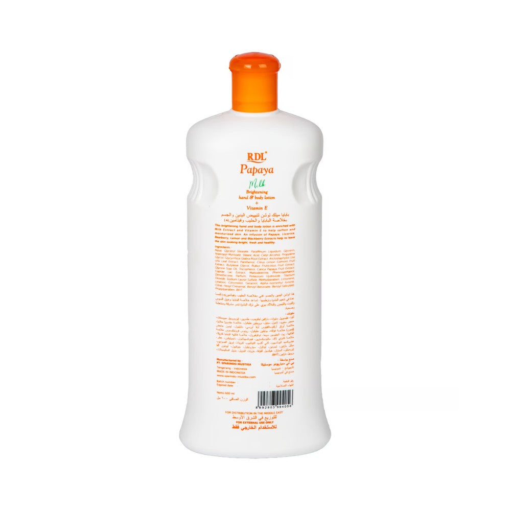 RDL Papaya Lotion with Milk and Vitamin E ٦٠٠ ml | لوشن البابايا من RDL مع الحليب وفيتامين E ٦٠٠ مل