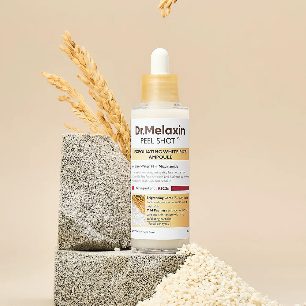 DR.MELAXIN Peel Shot Glow White Rice Ampoule 80ml سيروم الارز الابيض المقشر للبشرة من دكتور ميلاكسين