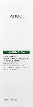 غسول رغوي للتنظيف العميق للمسام من ماركة Anua الكورية (Anua Heartleaf Quercetinol™ Pore Deep Cleansing Foam)،