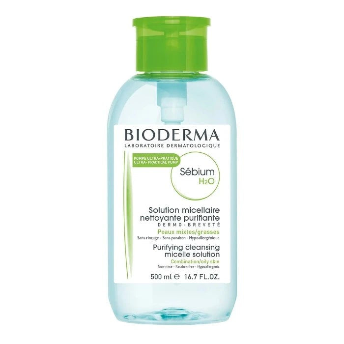 BIODERMA Sebium H2O Micellar Water Facial Cleanser and Makeup Remover Oily Skin - 500ml | بيوديرما مزيل مكياج ميسيلار للبشرة الدهنية - 500 مل