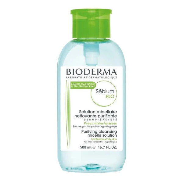 BIODERMA Sebium H2O Micellar Water Facial Cleanser and Makeup Remover Oily Skin - 500ml | بيوديرما مزيل مكياج ميسيلار للبشرة الدهنية - 500 مل