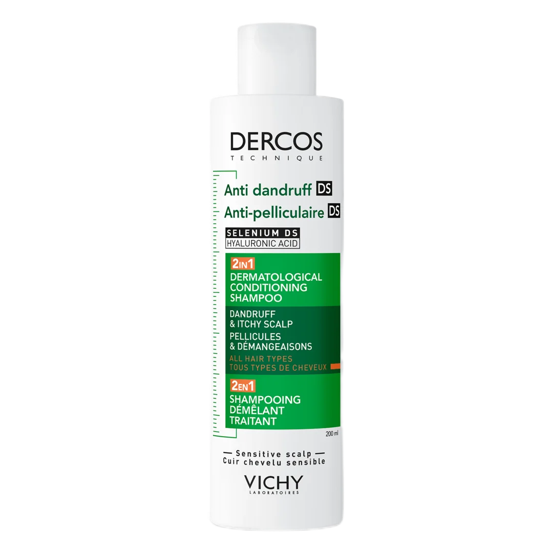 شامبو Vichy Dercos Anti-Dandruff DS 2 in 1 هو علاج جلدي متطور يجمع بين قوة إزالة القشرة وتأثير البلسم المنعم في خطوة واحدة