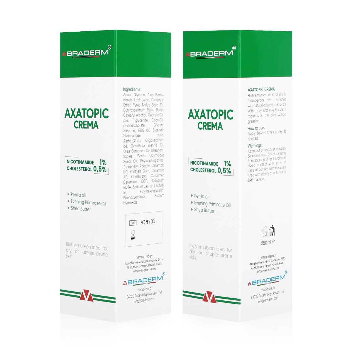 هو كريم Braderm Axatopic، وهو مستحلب مخصص لترطيب البشرة الجافة
