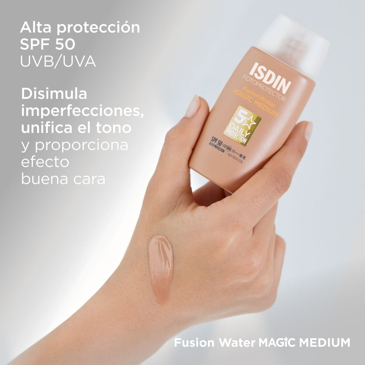ISDIN Fotoprotector FusionWater Magic Medium SPF50 - 50ml | ازدن واقي شمسي مع لون موحد– 50 مل