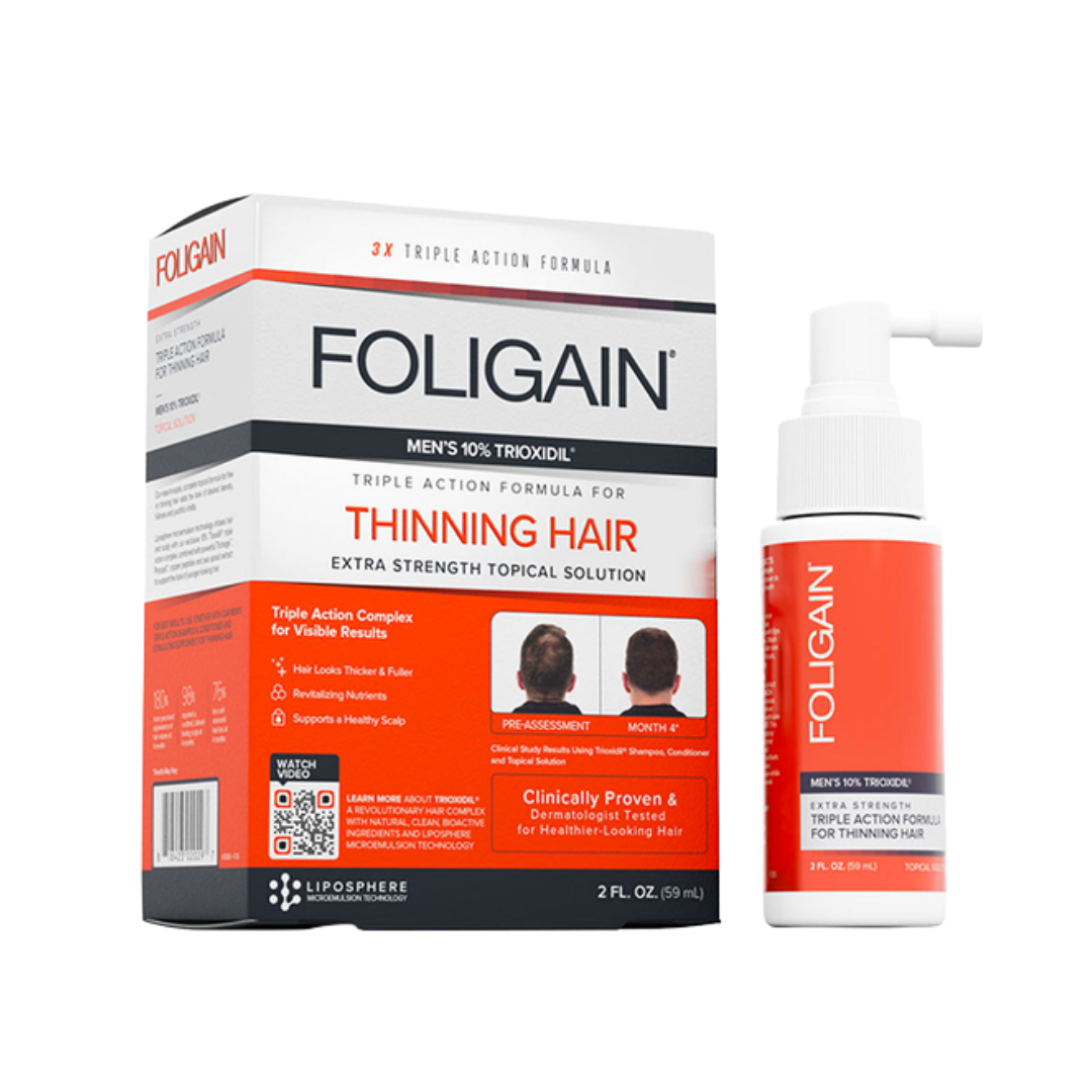 Foligain Triple Action Formula Topical Solution For Men's Thinning Hair - 59ml | فوليجين محلول موضعي لعلاج الصلع عند الرجال - 59 مل