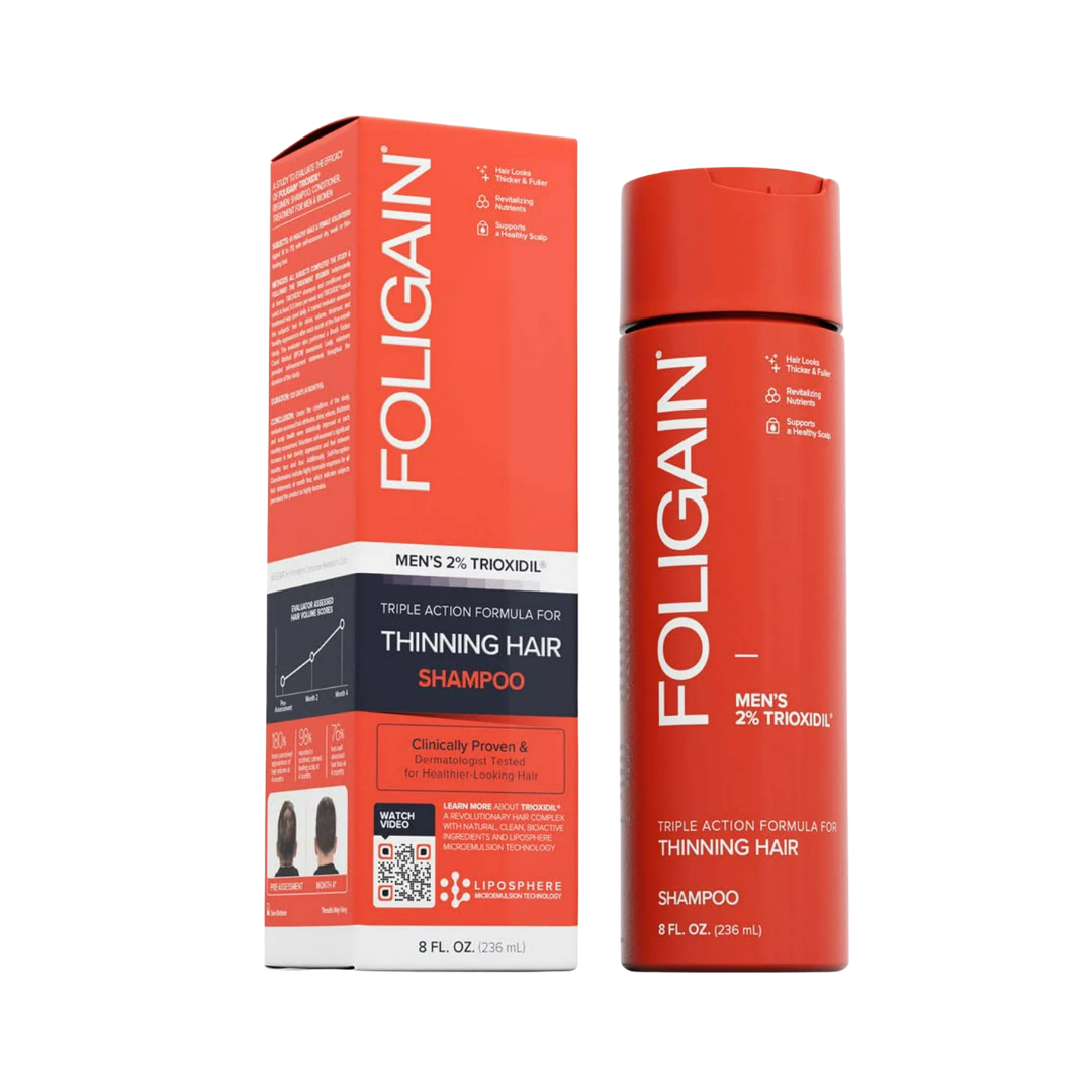 Foligain Triple Action Shampoo for Thinning Hair for Men with 2% Trioxidil - 236ml | فوليجين شامبو للرجال تركيز 2% تريوكسي ديل - 236مل