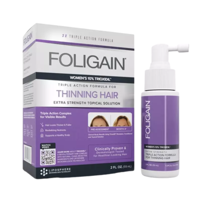 Foligain Triple Action Formula Topical Solution For Women's Thinning Hair - 59ml | فوليجين محلول الثلاثي المفعول الموضعي لعلاج تساقط الشعر للنساء – 59 مل