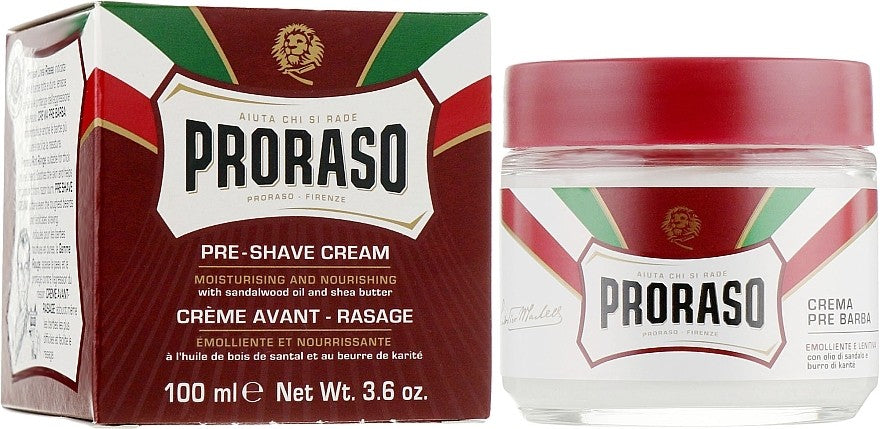 كريم ما قبل الحلاقة (Pre-shave Cream) من العلامة التجارية الإيطالية الشهيرة بروراسو (Proraso).