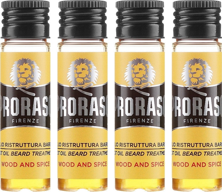 Proraso Wood and Spice Hot Oil Beard Treatment، وهو علاج مكثف مصمم لتغذية وإصلاح اللحى الخشنة والجافة والمتمردة.