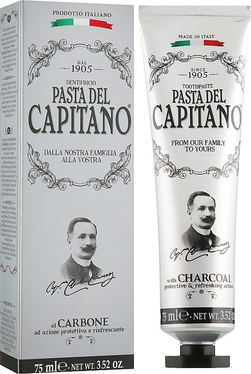 معجون أسنان Pasta del Capitano 1905 بالفحم النشط (Carbone Charcoal