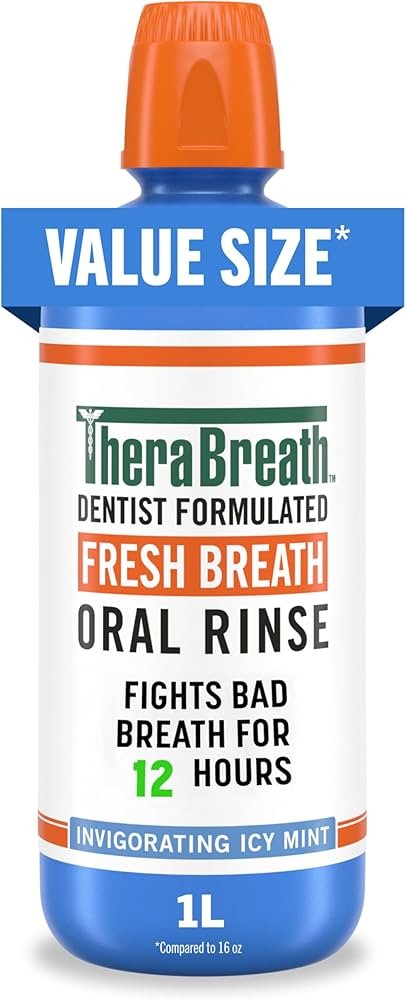 غسول الفم TheraBreath Overnight Oral Rinse بنكهة البابونج والنعناع (Chamomile Mint)،
