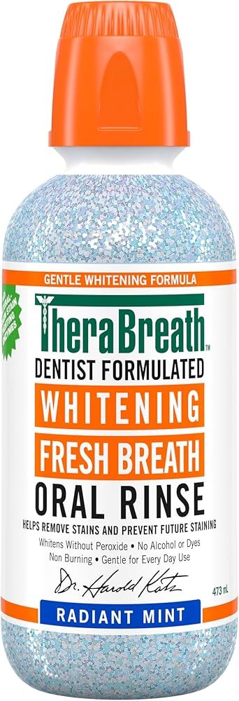غسول فم ثيرابريث (TheraBreath) مخصص لتبييض الأسنان وإنعاش النفس بنكهة "النعناع المتألق" (Dazzling Mint