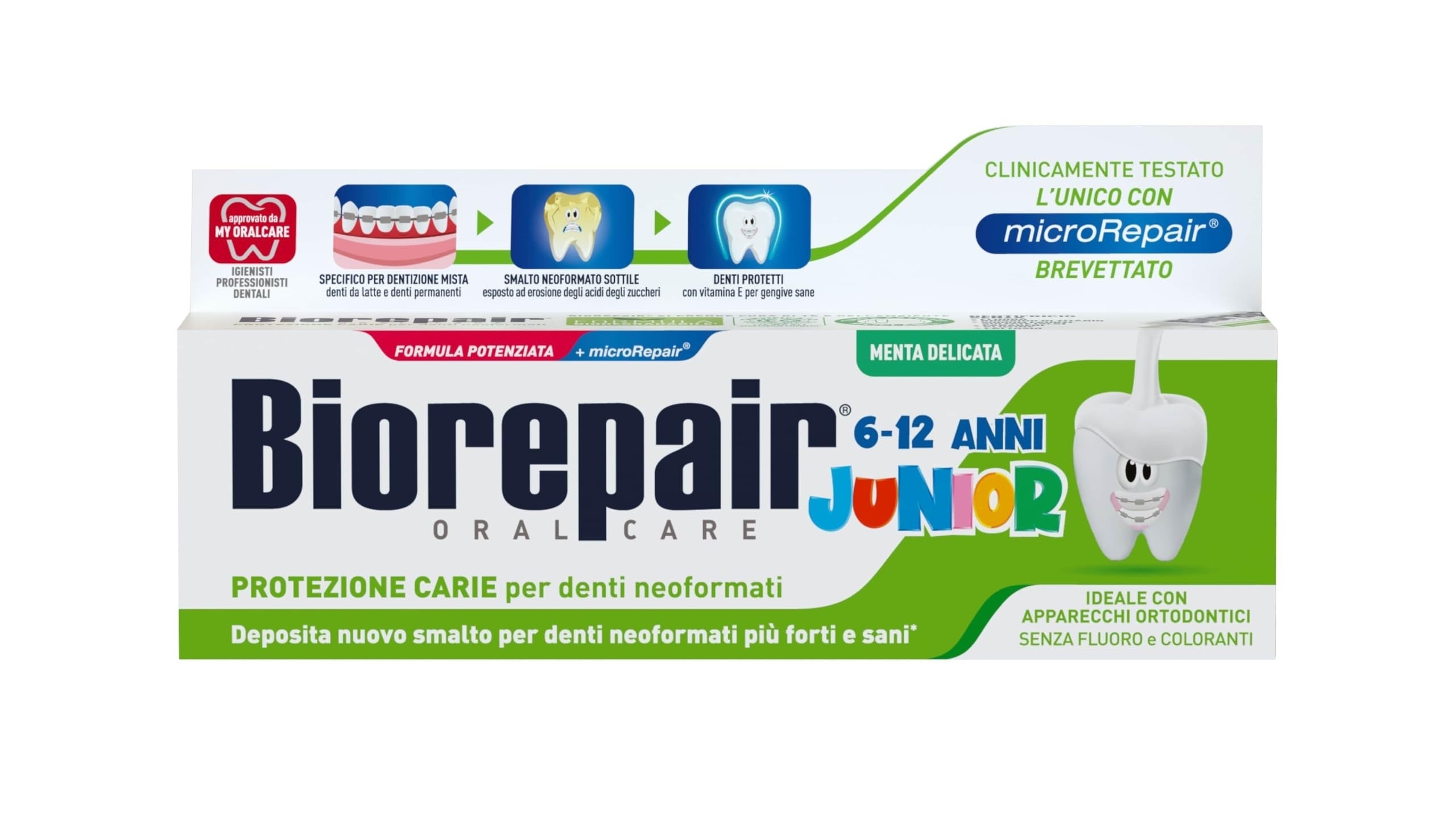 معجون أسنان Biorepair Junior المخصص للأطفال من عمر 6 إلى 12 عاماً،