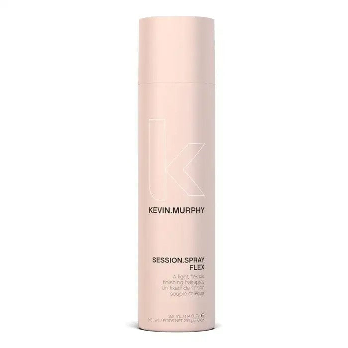 Kevin Murphy Session Spray Flex (بحجم 100 مل الظاهر في الصورة)، وهو عبارة عن بخاخ ومثبت للشعر خفيف الوزن