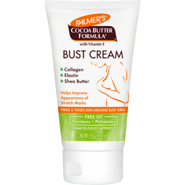 PALMER'S Cocoa Butter Formula Bust Cream With Vitamin E Collagen And Elastin - 125g | بالميرز كريم الصدر بتركيبة زبدة الكاكاو مع فيتامين E والكولاجين والإيلاستين - 125 جم
